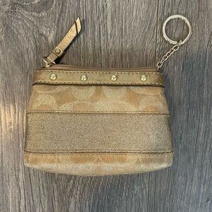 Coach Gold  Wristlet key ring change purse